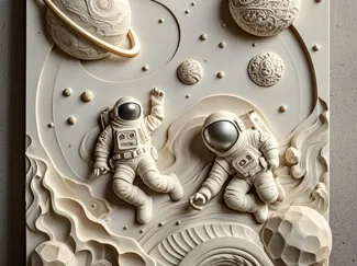 超时空星际宇宙宇航员石雕画 一体打印 a1mini适用