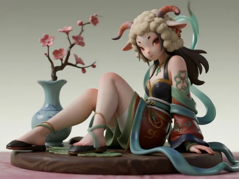 十二生肖羊女妖 一体打印 a1mini适用