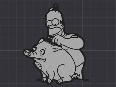 Homer Spider Pig Keychain