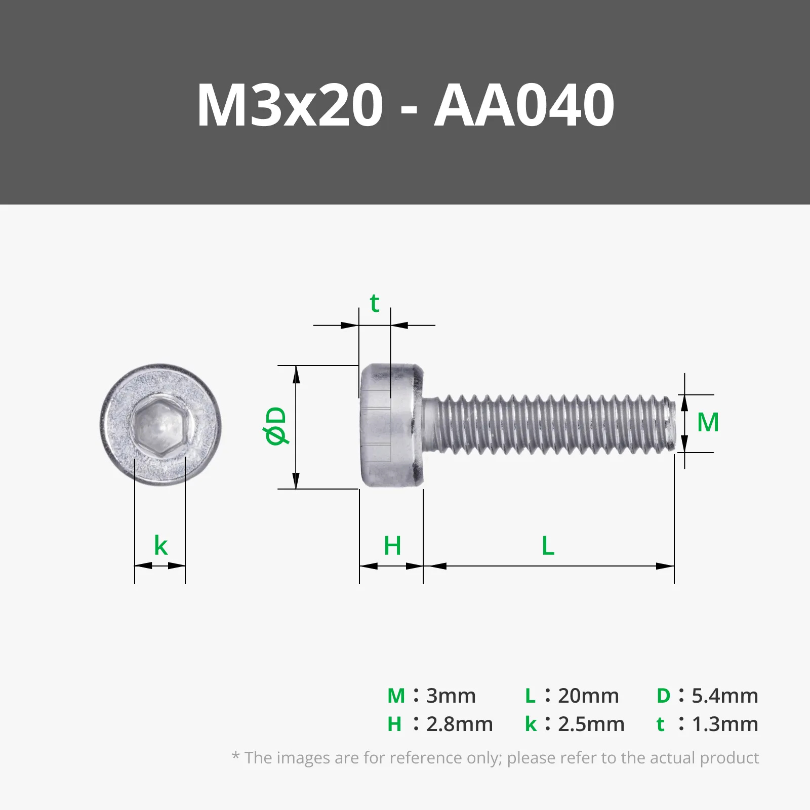 M3 Socket Head Cap Machine Screws (SHCS)