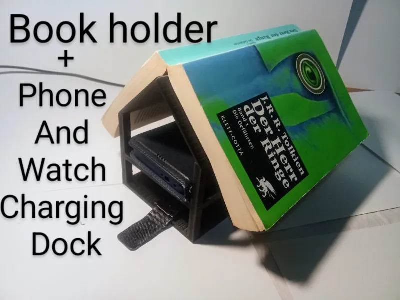 Book holder + Phone and watch charging dock