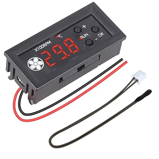 ICrduioo DC 12V 4-Draht Lüfter Drehzahlregler Lüftertemperaturregler mit Digitale Anzeige Temperatur und Drehzahl Unterstützt 3A Lüfter PWM 25KHz
