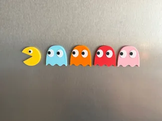 Pac-man fridge magnets, for 4x2 round magnet