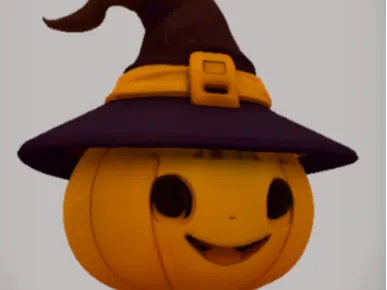 Cute Pumpkin With Witch Hat