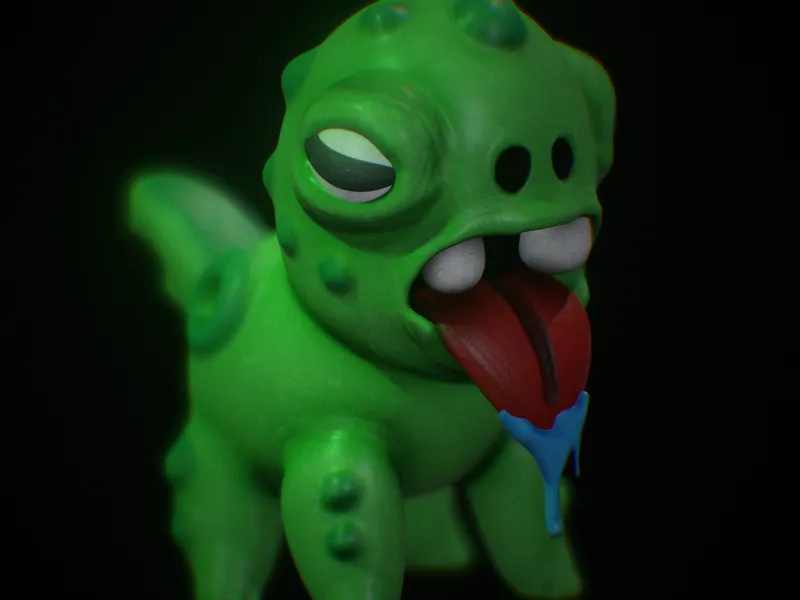Monstruo verde con patitas