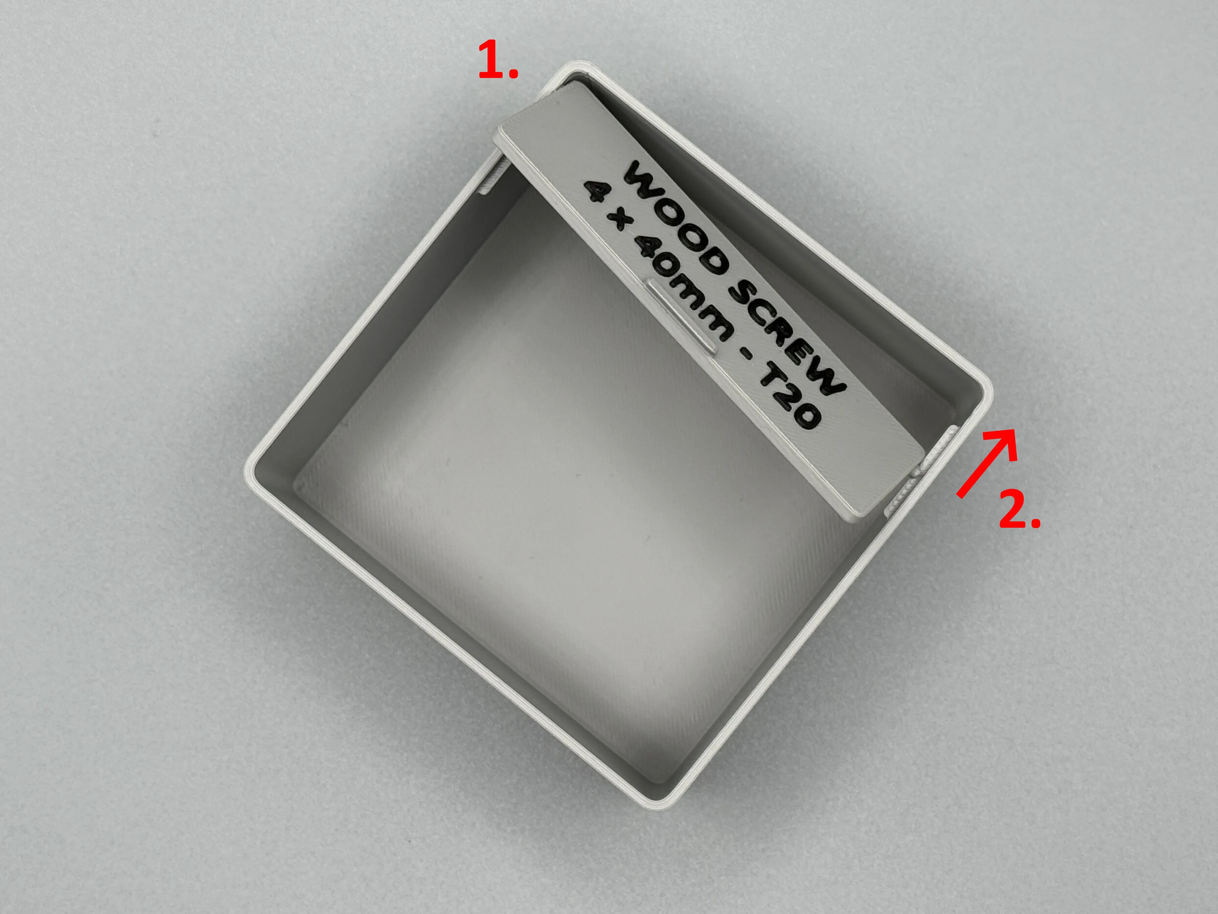 Label Flapping Parametric drawer insert with hinged label flap by mgm86 MakerWorld ...