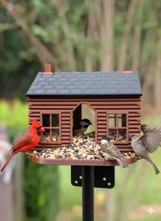 Log Cabin Birder feeder, support free