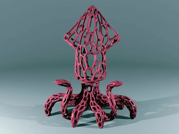 Sculpture de calamar façon voronoï