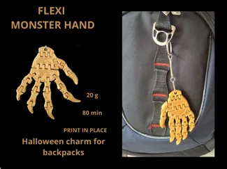Flexi Monster Hand  Backpack Charm for Halloween