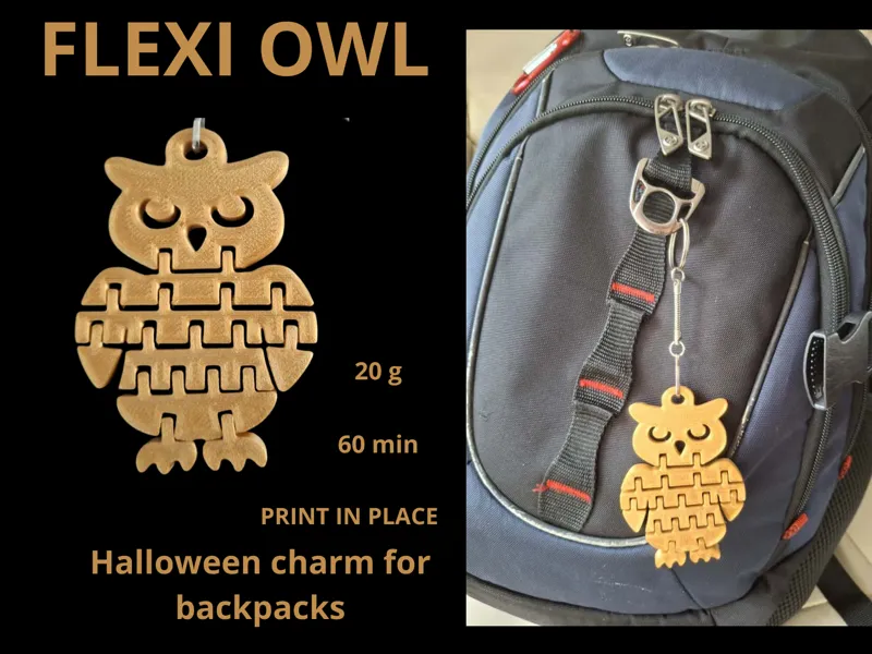 Flexi Owl Backpack Charm – Articulated Halloween
