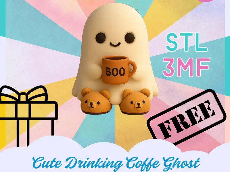 Cute Drinking Coffe Ghost for Free Z-Minis