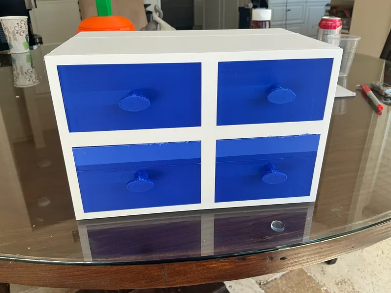 organizer with sliding cabinets no screws or glue