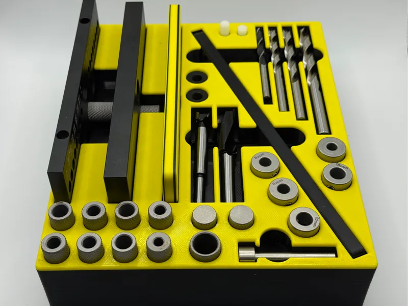 Enjoywood dowel jig storage system, Gridfinity.