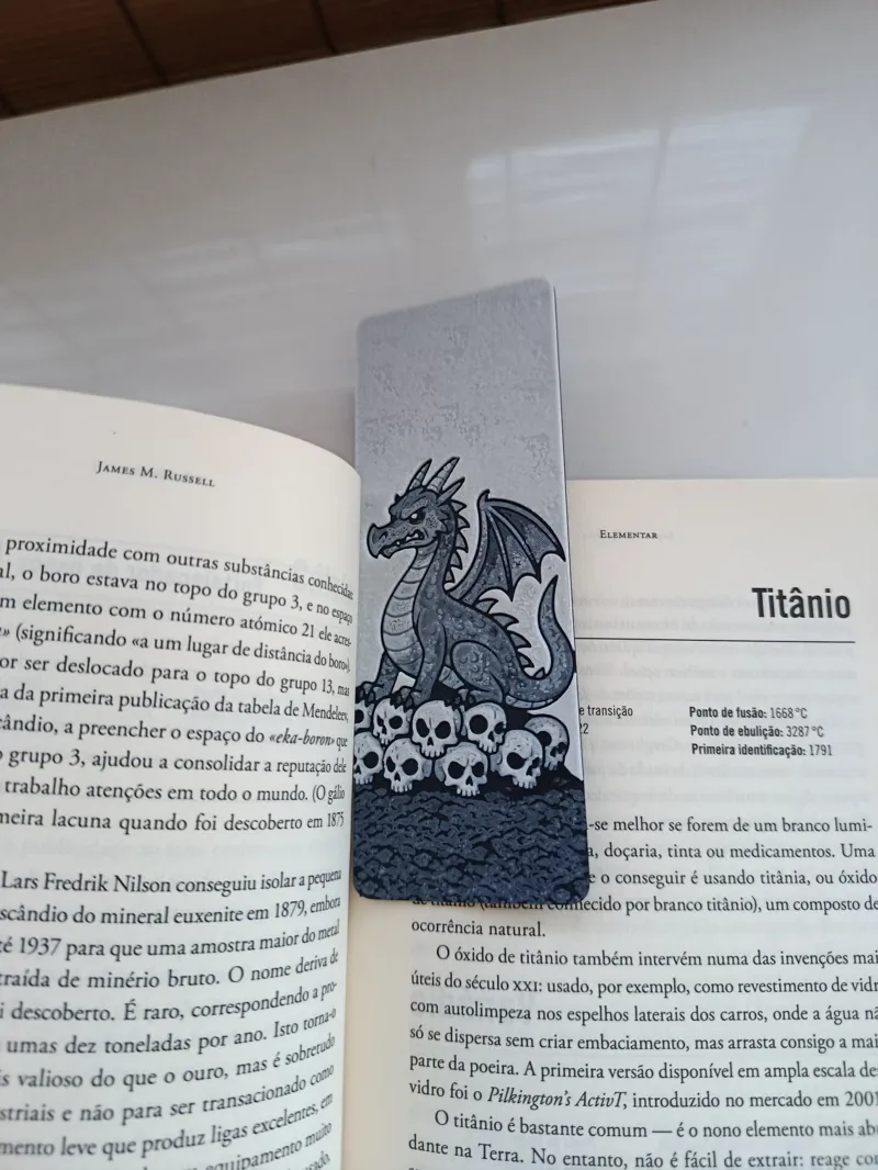 Dragon on skulls bookmark hueforge