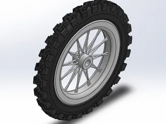 Motorcycle Wheel with Spoked Rim & Knobby Tire