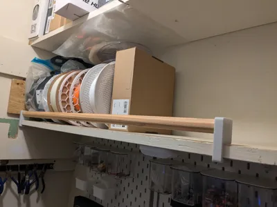 Push on Shelf Dowel Holder - Stop filament rolling
