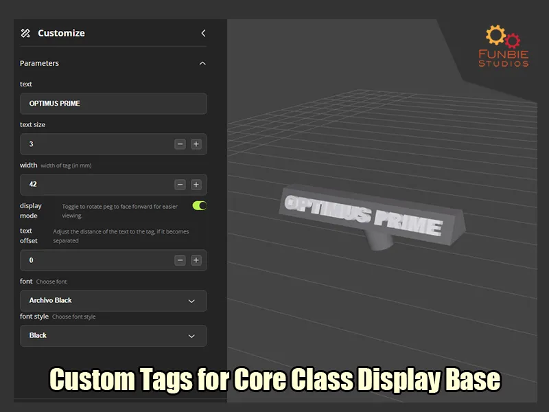 Core Class Display Base Tag Customizer