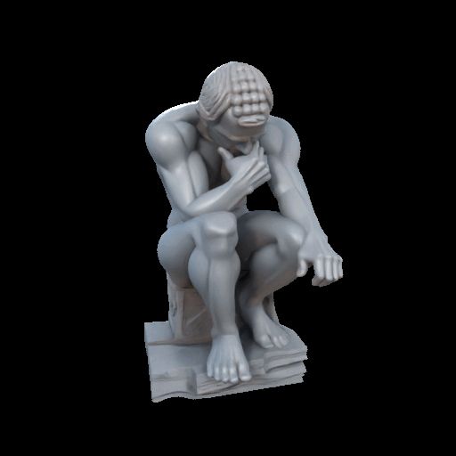 Colossal White Stone Thinker Statue Layered Form
