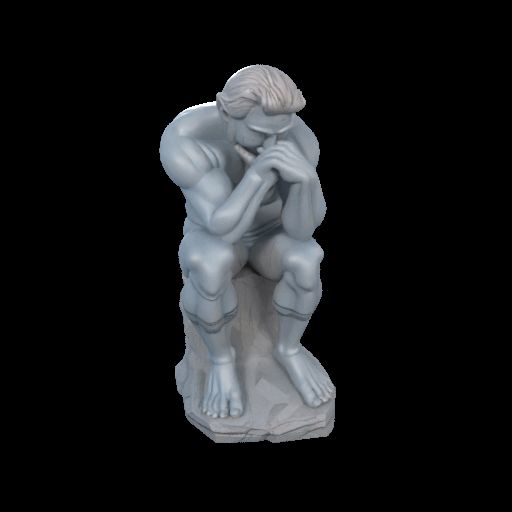 Layered Dark White Thinker Colossal Stone Statue