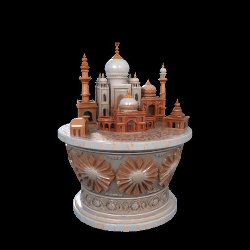 Wonders Of Heritage On Marble Podium 3D Render