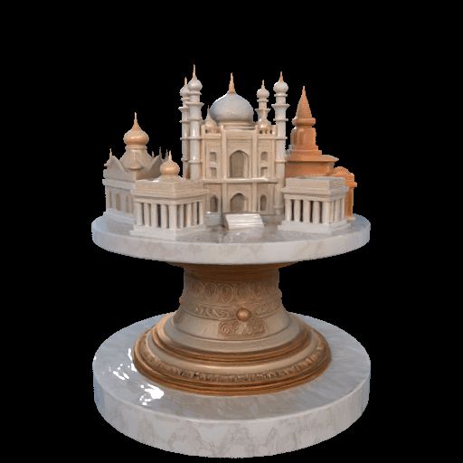 Global Wonders Rising On Marble Podium 3D Render
