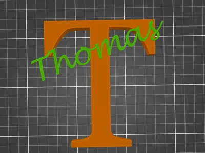 "Thomas" - 3D name tag with a large T