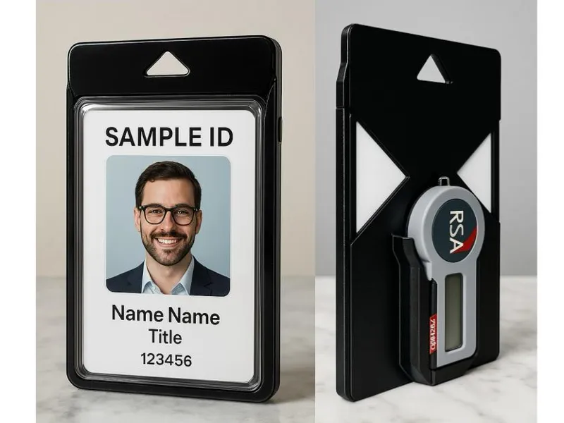 Dual Card ID Badge Holder with RSA Token Mount