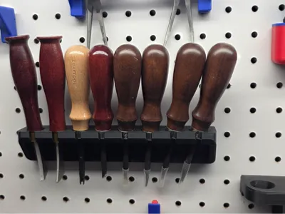 Peg board tool holder T slot design