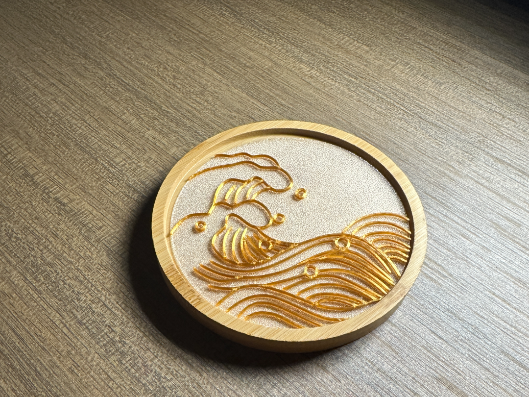 掐丝珐琅杯垫—海浪