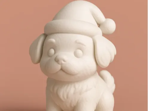 Little dog with a Christmas hat