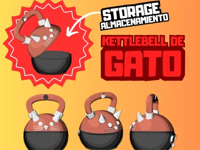 Cat Kettlebell Keychain - Pesa rusa de gato