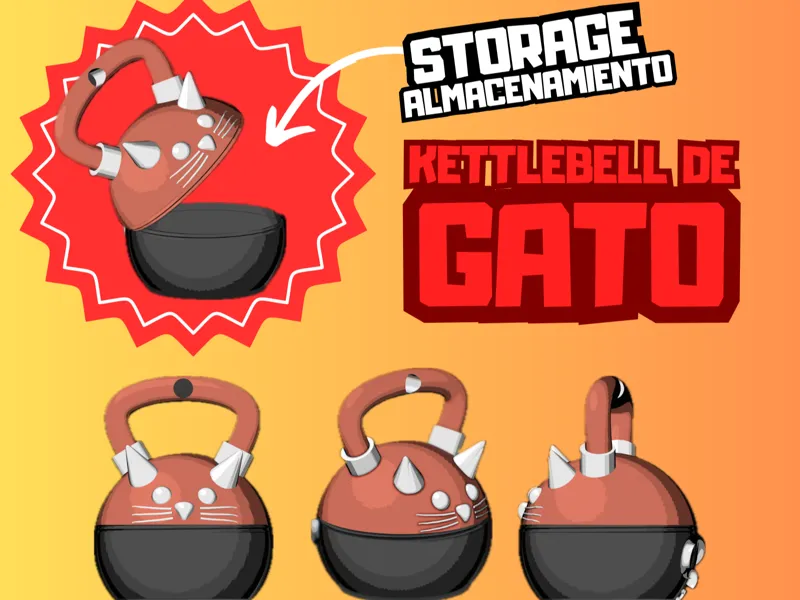Cat Kettlebell Keychain - Pesa rusa de gato