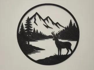 Deer & Mountain Silhouette Wall Art