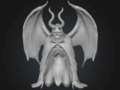 Kneeling demon with cloak