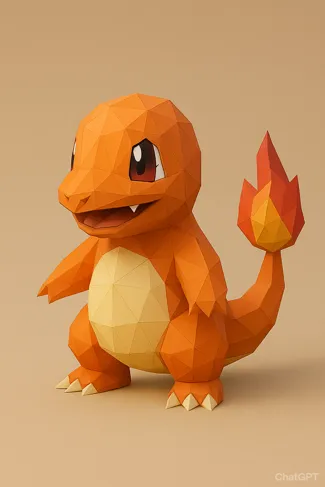 #004 Charmander – Low Poly Pokémon