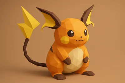 #026 Raichu – Low Poly Pokémon