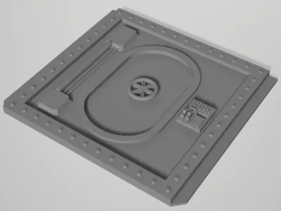 Steel plate with oval door