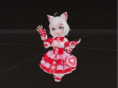 Cute anime cat girl figurine model