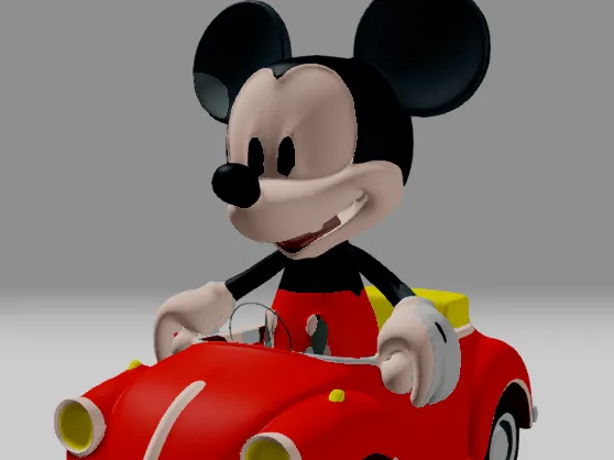 Mickey mouse in car