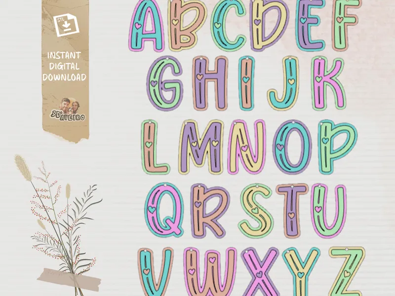 HEARTY ALPHABET Keychain | Multicolor