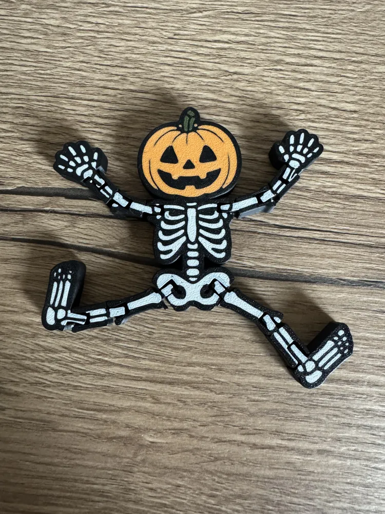 Flexi Skeleton with Pumpkin Head - Halloween - Free 3D Print Model ...