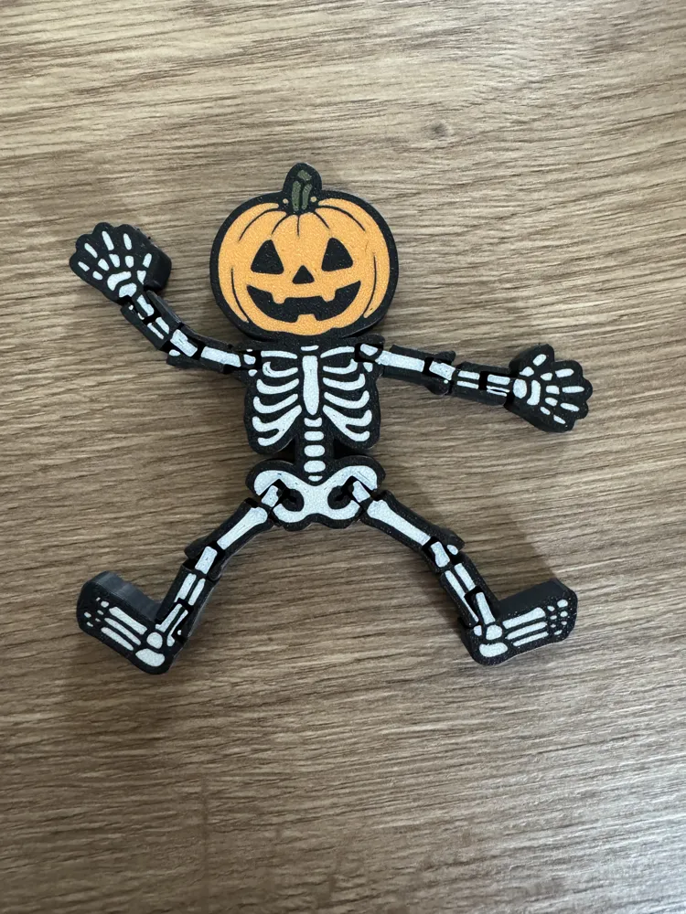 Flexi Skeleton with Pumpkin Head - Halloween - Free 3D Print Model ...