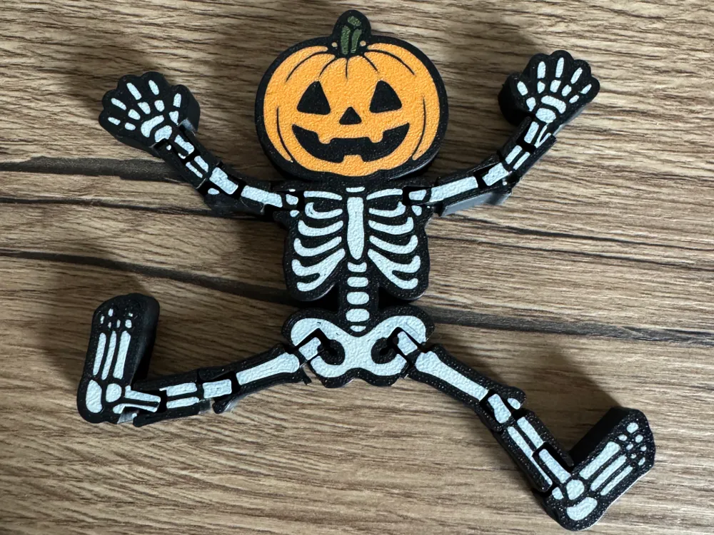Flexi Skeleton with Pumpkin Head - Halloween - Free 3D Print Model ...