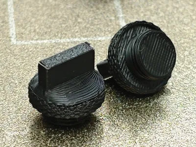 G1/4 thread water cooling plug, with a handle for easy hand tightening. 100% sparse infill density PETG print
