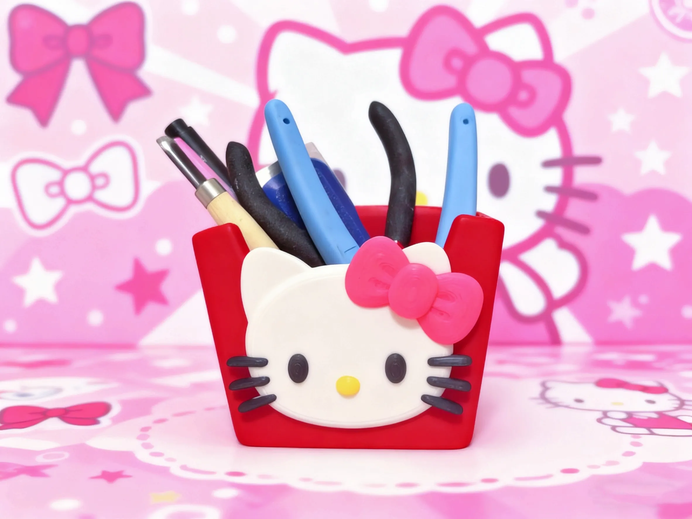 Hello Kitty Pen Holder & Tool Box - Free 3D Print Model - MakerWorld