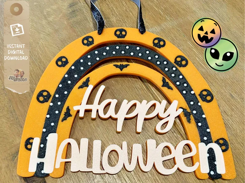 Happy Halloween RAINBOW Door Sign | Same Layer