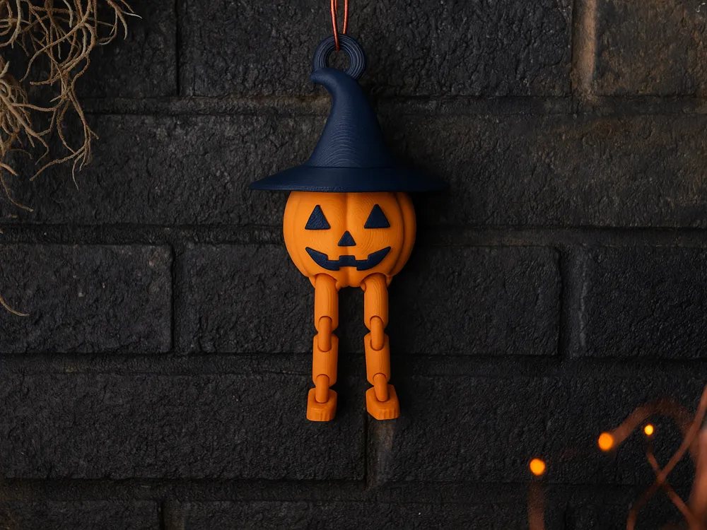 Articulated Pumpkin Witch Charm - Free 3D Print Model - MakerWorld