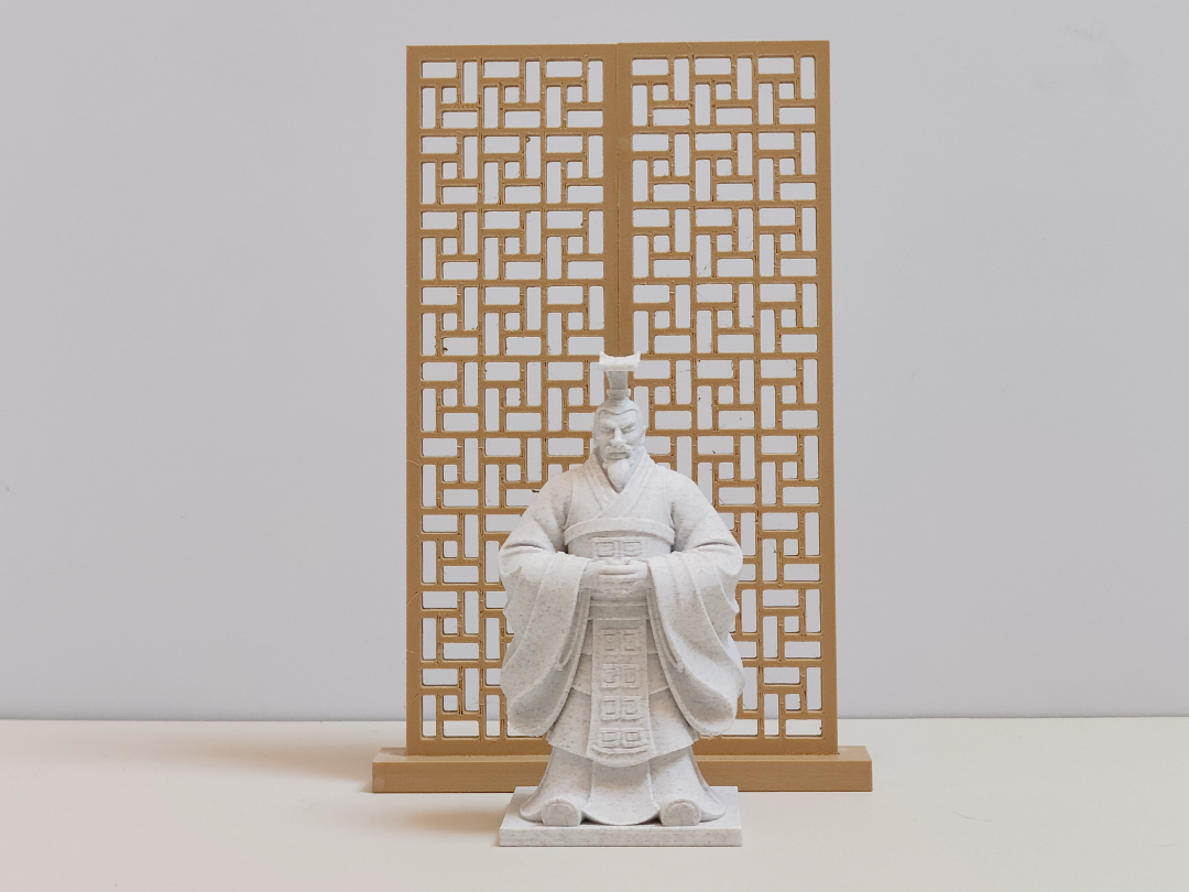 禅意回纹木格桌面屏风
