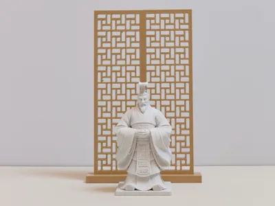 Zen-style Key Pattern Wood Grid Desktop Screen