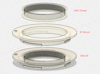 M42 thread to Canon EF mount adaptor STEP